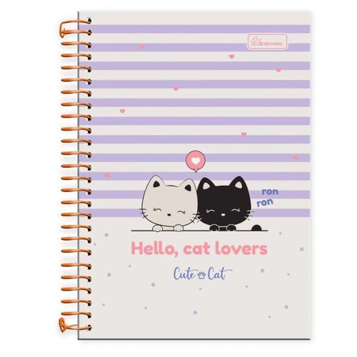 caderneta espiral 80 folhas cute cat diversos modelos
