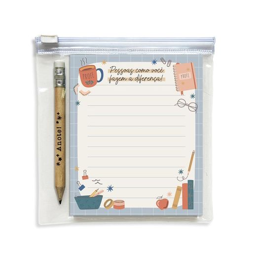 bloco de anotações professor 50 folhas + mini lápis bloco de anotações professor 50 folhas + mini lápis