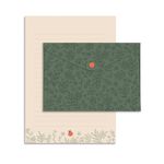 papel de carta joaninha 4 folhas + envelopes