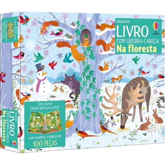 na floresta: livro com quebra-cabeça na floresta: livro com quebra-cabeça