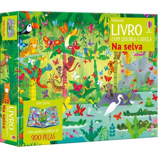 na selva: livro com quebra-cabeça na selva: livro com quebra-cabeça