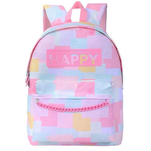 mochila com alça be happy pink marshmallow