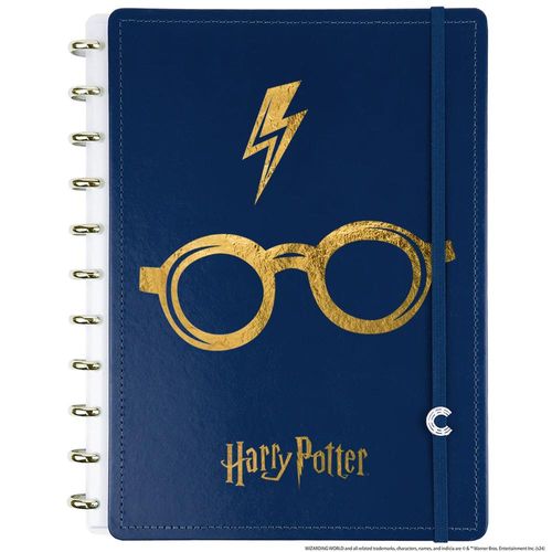 caderno inteligente 80 folhas grande harry potter azul