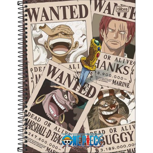 caderno universitário 1x1 80 folhas capa dura one piece