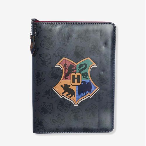 caderno de anotações com pasta zíper hogwarts