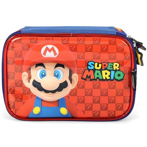 estojo box super mario azul e vermelho