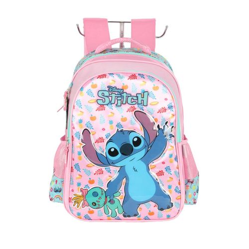 mochila com alça stitch rosa e verde luxcel