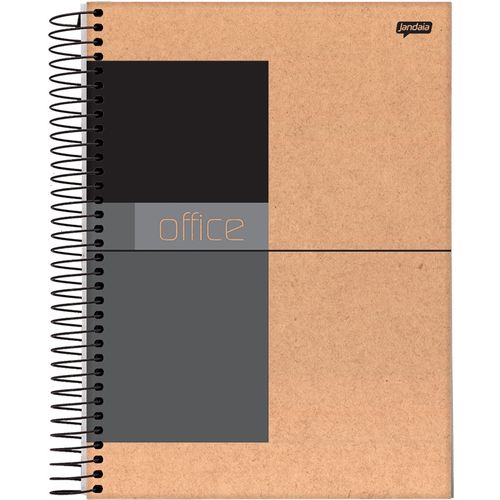 caderno universitário 1x1 104 folhas capa dura office kraft jandaia