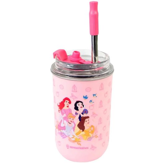 copo 300ml neo princesas com canudo inox tampa copo 300ml neo princesas com canudo inox tampa