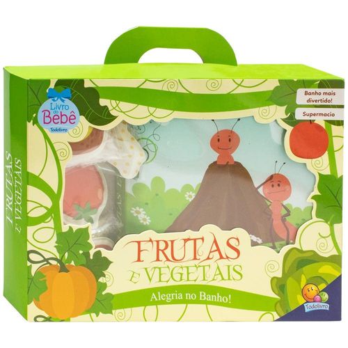 alegria no banho: frutas e vegetais