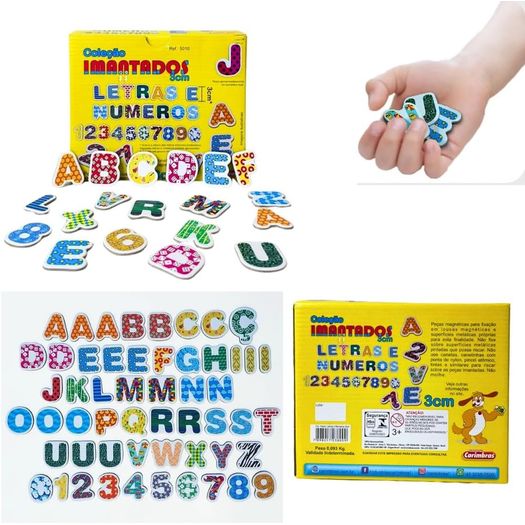 coleção imantados letras e números 54 peças