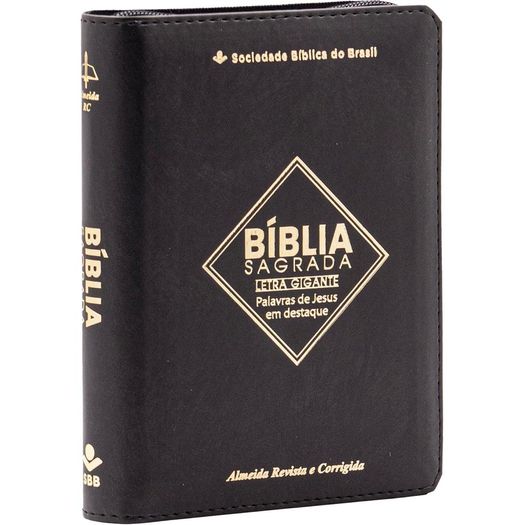 bíblia sagrada letra gigante - almeida revista corrigida - capa preta