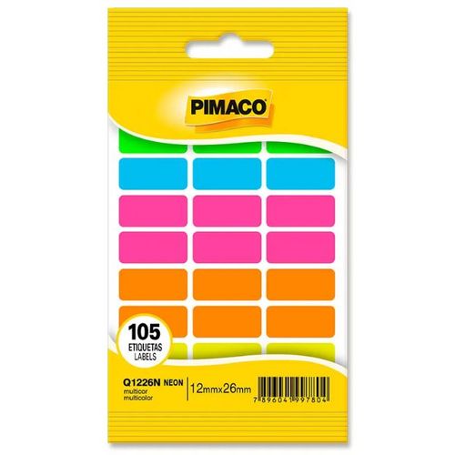 etiqueta multicolor neon 150 unidades colorido pimaco blister