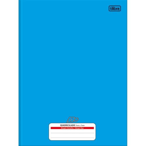 caderno brochurão quadriculado 96 folhas capa dura azul d+
