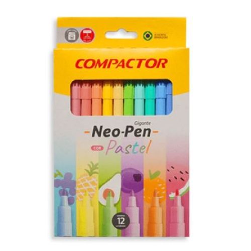caneta hidrográfica 12 cores neo pen gigante pastel