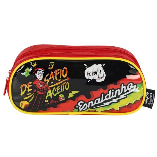 estojo duplo infantil enaldinho desafio aceito vermelho estojo duplo infantil enaldinho desafio aceito vermelho