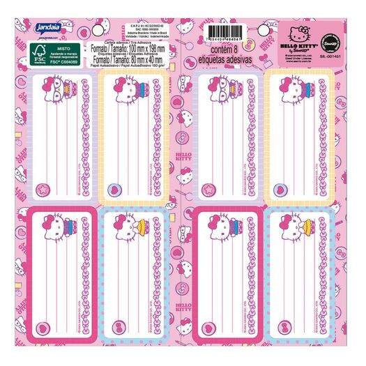 etiqueta escolar 8 unidades hello kitty