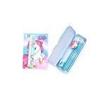 mochila kit artístico escolar unicórnio 10 peças