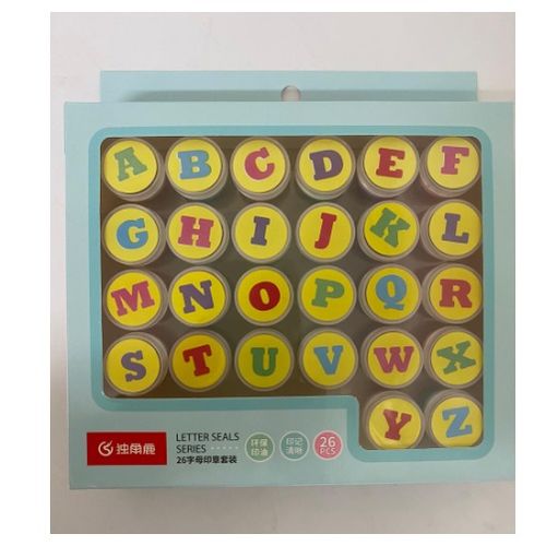 kit carimbo pedagogico com 26 letras coloridas autotintadas