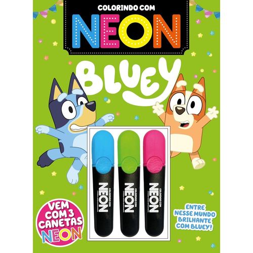 bluey colorindo com neon