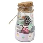 pote com 15 mini fitas adesivas decoradas e cartela de stickers pote com 15 mini fitas adesivas decoradas e cartela de stickers