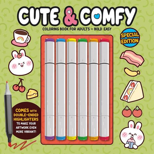 cute & comfy - coloring book for adults - special edition - capa verde