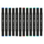 kit caneta marcador ponta dupla 24 cores com estojo kit caneta marcador ponta dupla 24 cores com estojo