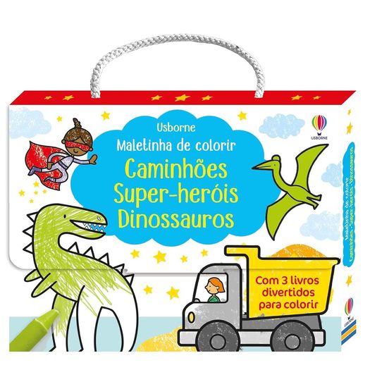 caminhões, super heróis dinossauros: maletinha de colorir caminhões, super heróis dinossauros: maletinha de colorir