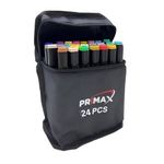 kit caneta marcador ponta dupla 24 cores com bolsa preta de tecido