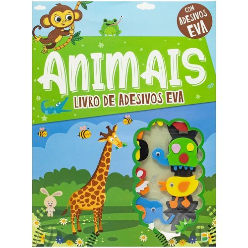 livro de adesivos em eva: animais