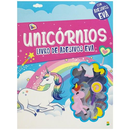 livro de adesivos em eva: unicórnios