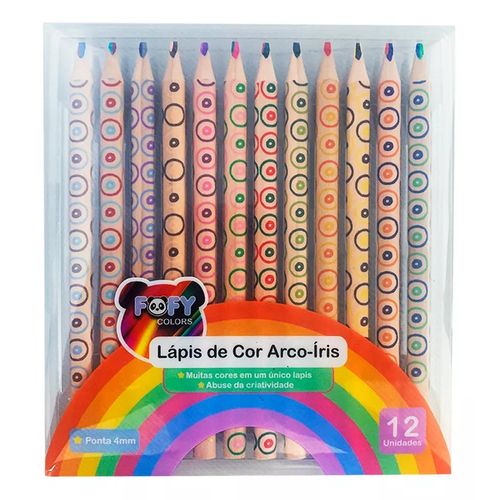 lapis de cor multi cores arco-íris 12 unidades fofy