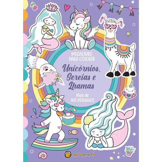 megalivro para colorir - unicórnios, sereias e lhamas megalivro para colorir - unicórnios, sereias e lhamas