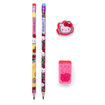 kit escolar 2 lápis hb + borracha e apontador hello kitty kit escolar 2 lápis hb + borracha e apontador hello kitty