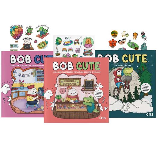 combo bob cute - kit com 3 livros de colorir para todas as idades