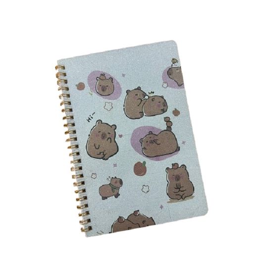 caderno de anotações espiral capivara glitter 40 folhas pautadas