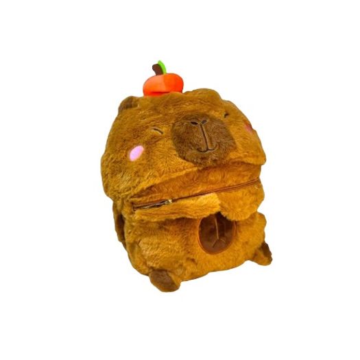 mochila com alça e capuz capivara de pelúcia mochila com alça e capuz capivara de pelúcia