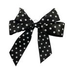 laço duplo pronto de cetim preto com poá branco laço duplo pronto de cetim preto com poá branco