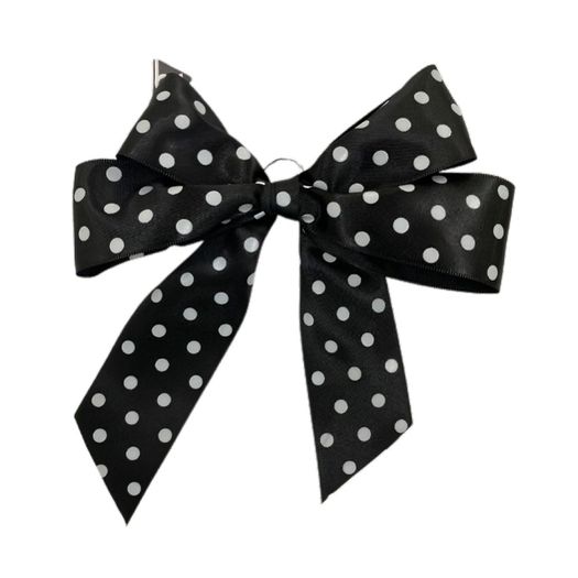 laço duplo pronto de cetim preto com poá branco laço duplo pronto de cetim preto com poá branco