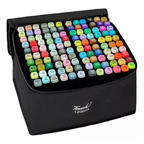 kit caneta marcador ponta dupla 120 cores