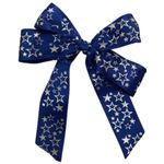 laço duplo pronto de cetim azul com estrelas prata laço duplo pronto de cetim azul com estrelas prata