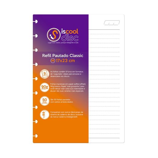 refil para caderno disco pautado médio 50 folhas refil para caderno disco pautado médio 50 folhas