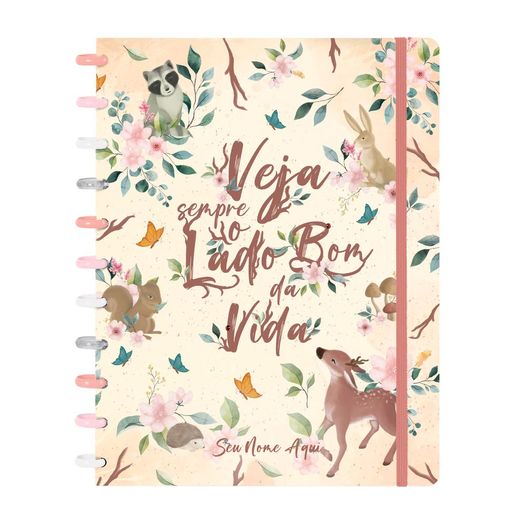 caderno disco 80 folhas grande flex bosque animais florais caderno disco 80 folhas grande flex bosque animais florais