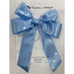 laço duplo pronto de cetim azul claro poá prata laço duplo pronto de cetim azul claro poá prata