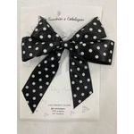 laço duplo pronto de cetim preto com poá branco laço duplo pronto de cetim preto com poá branco
