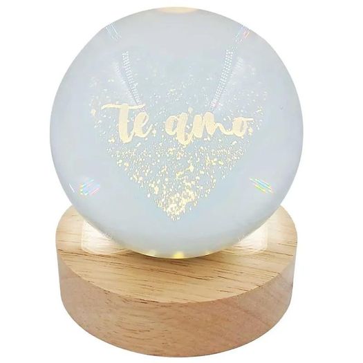 luminária globo de vidro 3d frases led usb luminária globo de vidro 3d frases led usb