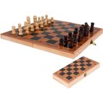 jogo de xadrez em madeira tabuleiro dobrável 29x29cm