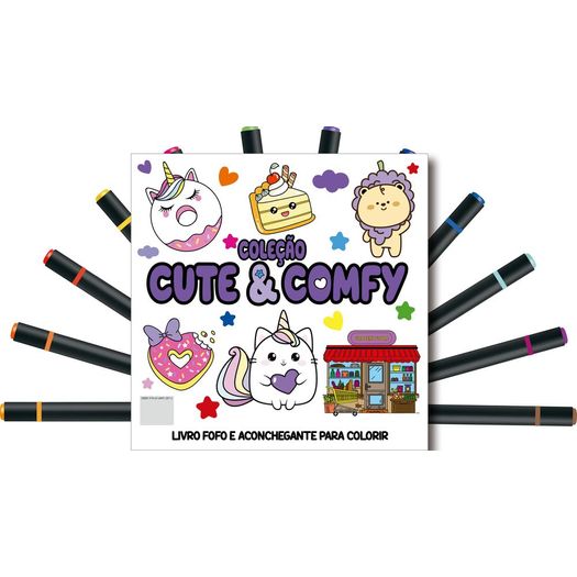 cute e comfy coloring book for adults edição 3 - bold easy - livro de colorir adulto + 12 canetas cute e comfy coloring book for adults edição 3 - bold easy - livro de colorir adulto + 12 canetas