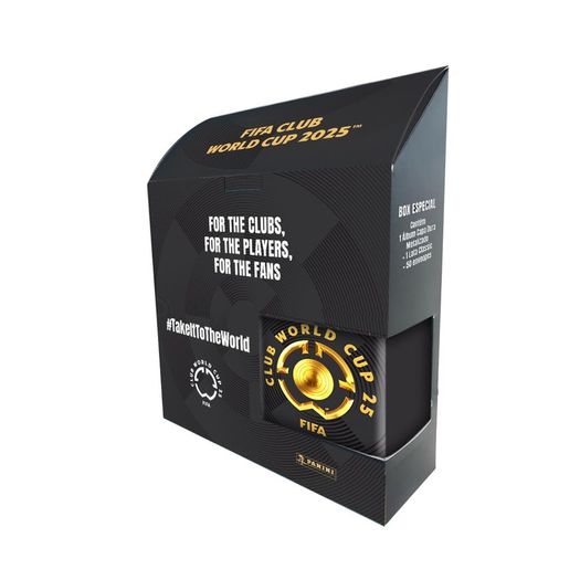 fifa club world cup 2025 - box 1 livro ilustrado cd + 50 envelopes + lata
