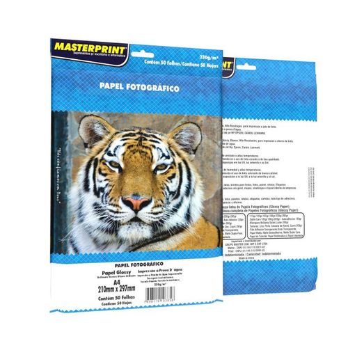 papel fotografico a4 glossy 230g 50folhas masterprint